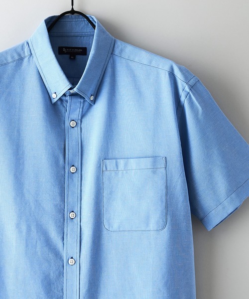 Blue Standard （ブルースタンダード）の「【Blue Standard:ブルースタンダード】フレンチリネンミックス ボタンダウン 半袖シャツ 吸水速乾 麻混 クールビズ（シャツ/ブラウス・メンズ・ネイビー/サックスブルー・X-LARGE/LARGE/MEDIUM）」の20枚目の写真