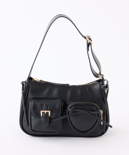 one after another NICE CLAUP(ワンアフターアナザーナイスクラップ)の「ハートポケット付きホーボーバッグ(ショルダーバッグ・レディース・ダークブラウン/ピンク/アイボリー/ブラック・FREE)」の18枚目の写真