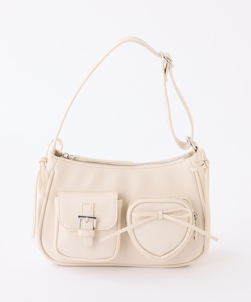 one after another NICE CLAUP(ワンアフターアナザーナイスクラップ)の「ハートポケット付きホーボーバッグ(ショルダーバッグ・レディース・ダークブラウン/ピンク/アイボリー/ブラック・FREE)」の20枚目の写真