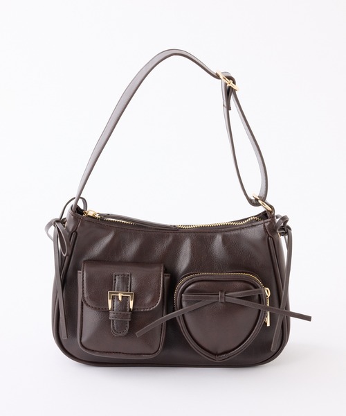 one after another NICE CLAUP(ワンアフターアナザーナイスクラップ)の「ハートポケット付きホーボーバッグ(ショルダーバッグ・レディース・ダークブラウン/ピンク/アイボリー/ブラック・FREE)」の19枚目の写真