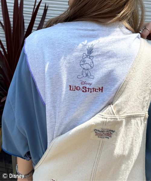 DOUBLE NAME（ダブルネーム）の「【Disney】リロ＆スティッチ リメイク風TEE（Tシャツ/カットソー・レディース・レッド/ブルー・FREE）」の8枚目の写真