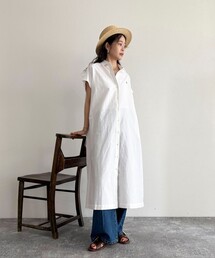 【GEVACO/ゲバコ】フレンチスリーブシャツワンピース
