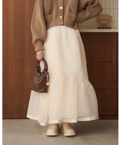 moi tytto（モイテュット）の「ニュアンスフリルスカート（スカート・レディース・ブラック/ナチュラル・SMALL/FREE）」の2枚目の写真