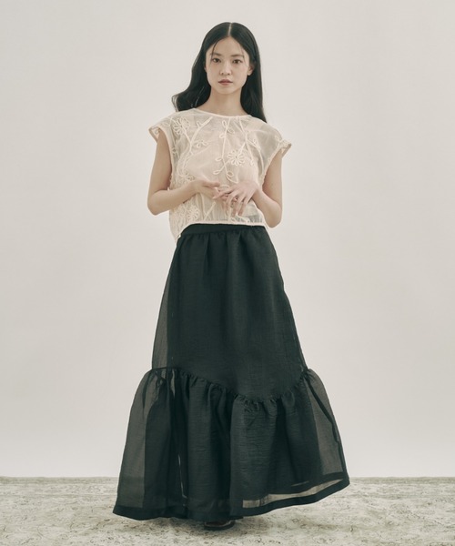 moi tytto（モイテュット）の「ニュアンスフリルスカート（スカート・レディース・ブラック/ナチュラル・SMALL/FREE）」の7枚目の写真