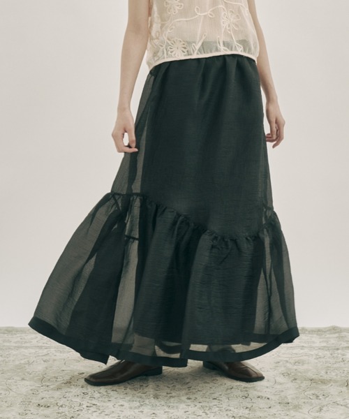 moi tytto（モイテュット）の「ニュアンスフリルスカート（スカート・レディース・ブラック/ナチュラル・SMALL/FREE）」の3枚目の写真