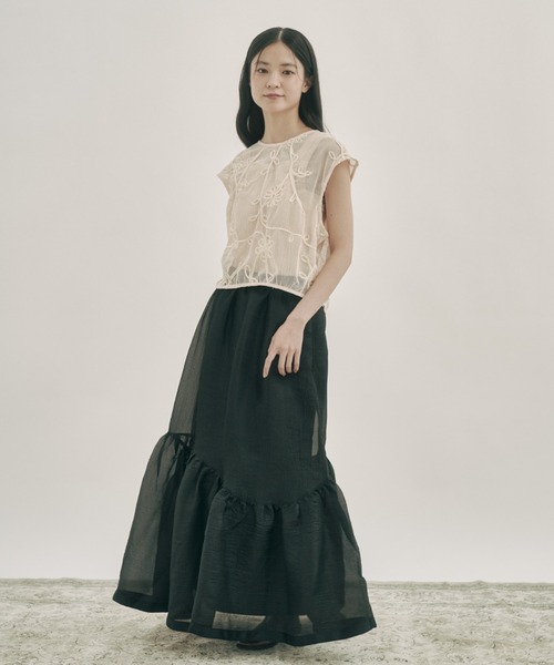 moi tytto（モイテュット）の「ニュアンスフリルスカート（スカート・レディース・ブラック/ナチュラル・SMALL/FREE）」の22枚目の写真