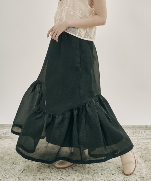 moi tytto（モイテュット）の「ニュアンスフリルスカート（スカート・レディース・ブラック/ナチュラル・SMALL/FREE）」の8枚目の写真