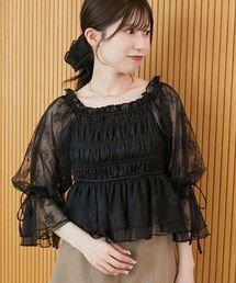 シアーブラウス」に該当するブラック/黒色系のファッション通販