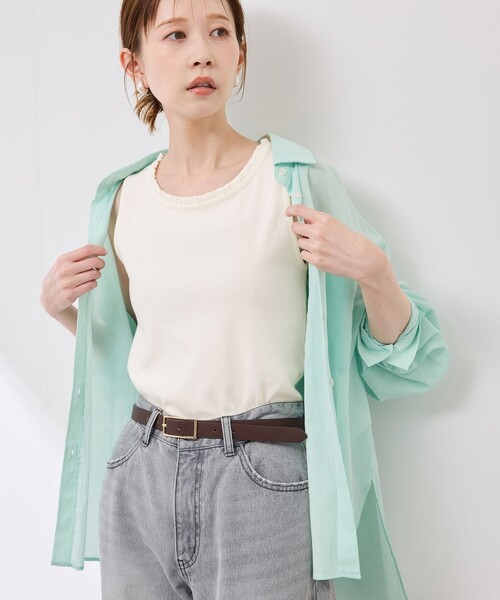 ROPE' PICNIC（ロペピクニック）の「襟フリルタンクトップ（タンクトップ・レディース・ホワイト/ホワイト系その他2/ブラック/ブラック系その他2・38）」の19枚目の写真