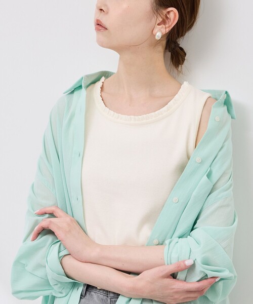 ROPE' PICNIC（ロペピクニック）の「襟フリルタンクトップ（タンクトップ・レディース・ホワイト/ホワイト系その他2/ブラック/ブラック系その他2・38）」の21枚目の写真