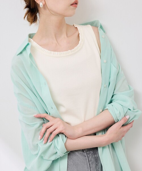 ROPE' PICNIC（ロペピクニック）の「襟フリルタンクトップ（タンクトップ・レディース・ホワイト/ホワイト系その他2/ブラック/ブラック系その他2・38）」の22枚目の写真