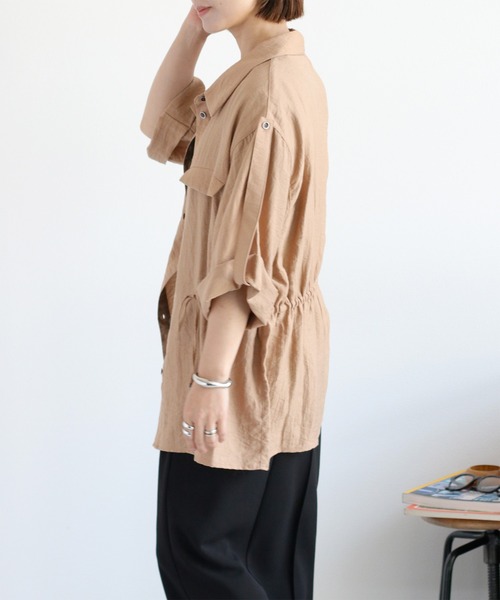 cepo(セポ)の「【セットアップ対応】リネンライク ミリタリーサファリシャツ(シャツ/ブラウス・レディース・ブラウン/ベージュ・M)」の12枚目の写真