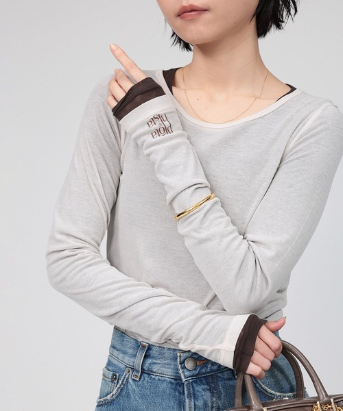 PROTAGONISTA(プロタゴニスタ)の「【PROTAGONISTA】レイヤーカットソー(Tシャツ/カットソー・レディース・ホワイト/ブラウン・フリー)」の6枚目の写真