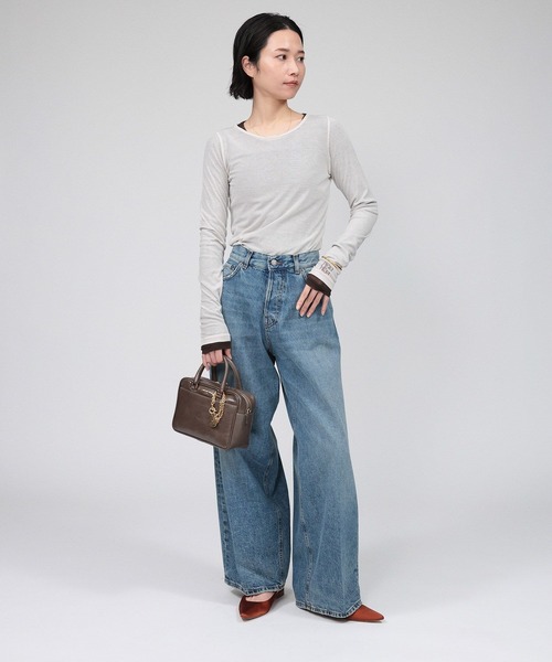 PROTAGONISTA(プロタゴニスタ)の「【PROTAGONISTA】レイヤーカットソー(Tシャツ/カットソー・レディース・ホワイト/ブラウン・フリー)」の8枚目の写真