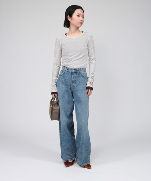 PROTAGONISTA(プロタゴニスタ)の「【PROTAGONISTA】レイヤーカットソー(Tシャツ/カットソー・レディース・ホワイト/ブラウン・フリー)」の9枚目の写真