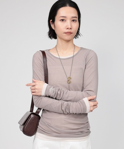 PROTAGONISTA(プロタゴニスタ)の「【PROTAGONISTA】レイヤーカットソー(Tシャツ/カットソー・レディース・ホワイト/ブラウン・フリー)」の18枚目の写真
