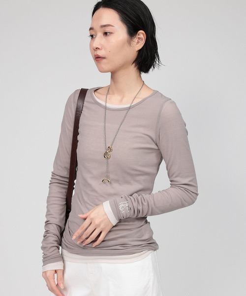 PROTAGONISTA(プロタゴニスタ)の「【PROTAGONISTA】レイヤーカットソー(Tシャツ/カットソー・レディース・ホワイト/ブラウン・フリー)」の20枚目の写真