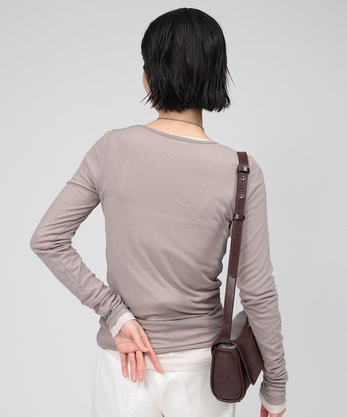 PROTAGONISTA(プロタゴニスタ)の「【PROTAGONISTA】レイヤーカットソー(Tシャツ/カットソー・レディース・ホワイト/ブラウン・フリー)」の22枚目の写真