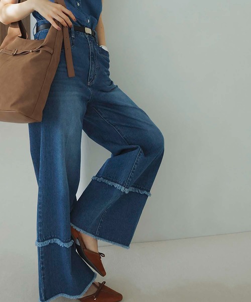 VIS（ビス）の「フリンジフレアデニム（デニムパンツ・レディース・サックスブルー/ブルー系その他4・S/M）」の8枚目の写真