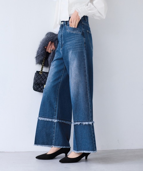 VIS（ビス）の「フリンジフレアデニム（デニムパンツ・レディース・サックスブルー/ブルー系その他4・S/M）」の13枚目の写真