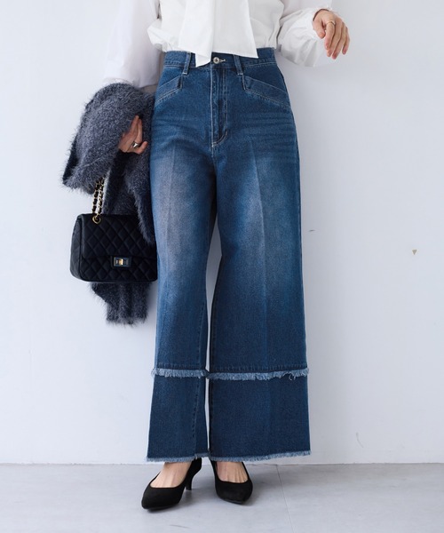 VIS（ビス）の「フリンジフレアデニム（デニムパンツ・レディース・サックスブルー/ブルー系その他4・S/M）」の14枚目の写真