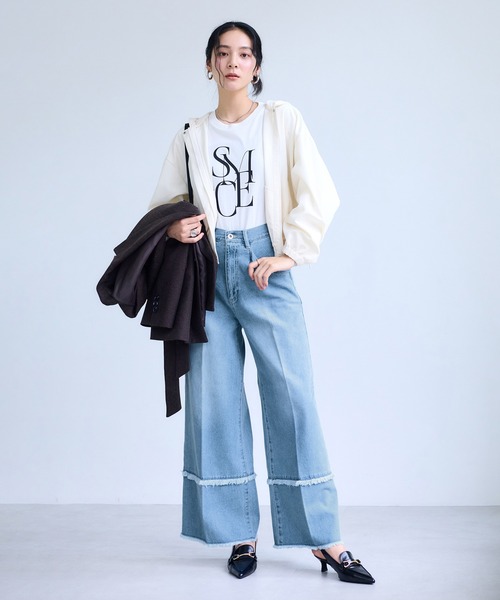 VIS（ビス）の「フリンジフレアデニム（デニムパンツ・レディース・サックスブルー/ブルー系その他4・S/M）」の4枚目の写真