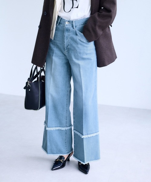 VIS（ビス）の「フリンジフレアデニム（デニムパンツ・レディース・サックスブルー/ブルー系その他4・S/M）」の5枚目の写真