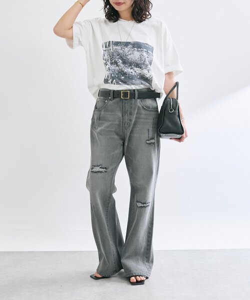 RIVE DROITE（リヴドロワ）の「【MONN.:.(モン)】セミフレアリペアデニム（デニムパンツ・レディース・グレー/サックスブルー・40/38/36）」の3枚目の写真