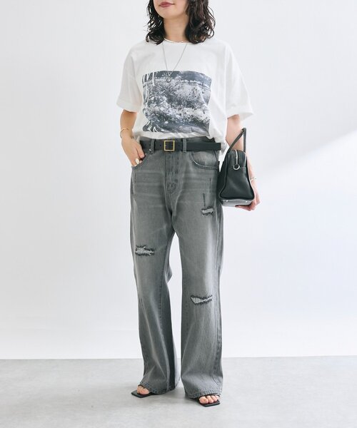 RIVE DROITE（リヴドロワ）の「【MONN.:.(モン)】セミフレアリペアデニム（デニムパンツ・レディース・グレー/サックスブルー・40/38/36）」の4枚目の写真