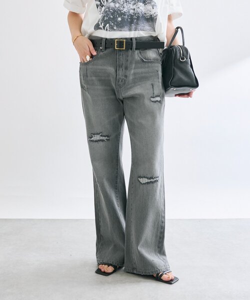 RIVE DROITE（リヴドロワ）の「【MONN.:.(モン)】セミフレアリペアデニム（デニムパンツ・レディース・グレー/サックスブルー・40/38/36）」の7枚目の写真