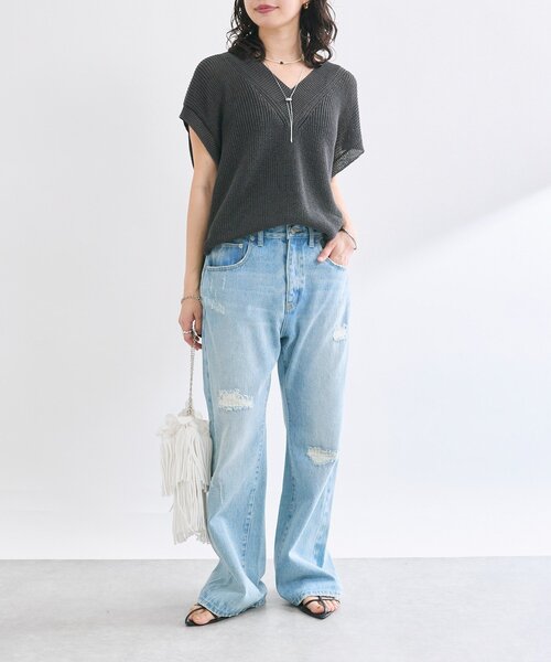 RIVE DROITE（リヴドロワ）の「【MONN.:.(モン)】セミフレアリペアデニム（デニムパンツ・レディース・グレー/サックスブルー・40/38/36）」の18枚目の写真