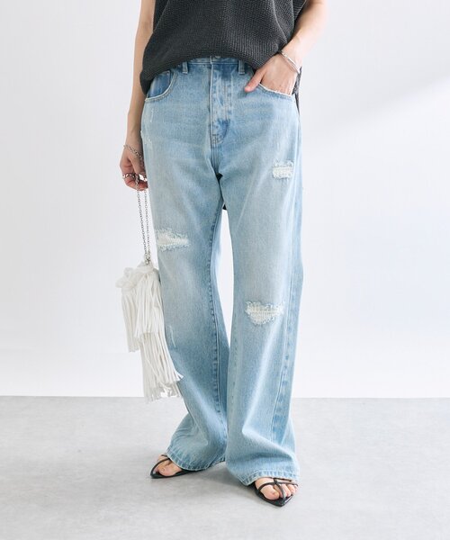 RIVE DROITE（リヴドロワ）の「【MONN.:.(モン)】セミフレアリペアデニム（デニムパンツ・レディース・グレー/サックスブルー・40/38/36）」の22枚目の写真