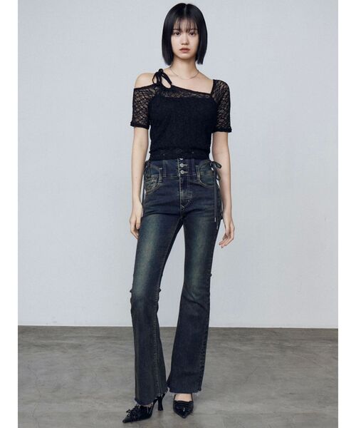 EMODA（エモダ）の「レーススキンフィットトップ（Tシャツ/カットソー・レディース・ホワイト/ブラック/ブラウン・FREE）」の8枚目の写真