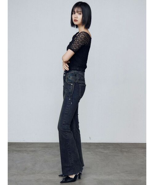 EMODA（エモダ）の「レーススキンフィットトップ（Tシャツ/カットソー・レディース・ホワイト/ブラック/ブラウン・FREE）」の9枚目の写真