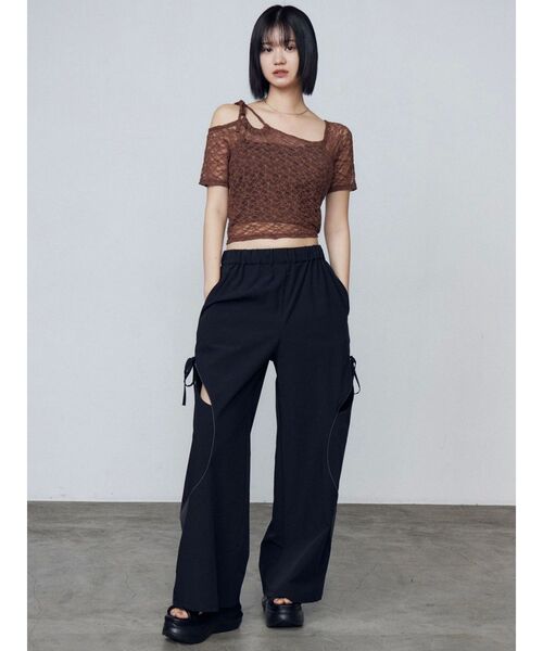 EMODA（エモダ）の「レーススキンフィットトップ（Tシャツ/カットソー・レディース・ホワイト/ブラック/ブラウン・FREE）」の15枚目の写真