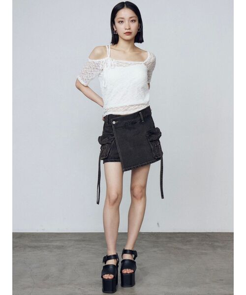 EMODA（エモダ）の「レーススキンフィットトップ（Tシャツ/カットソー・レディース・ホワイト/ブラック/ブラウン・FREE）」の20枚目の写真