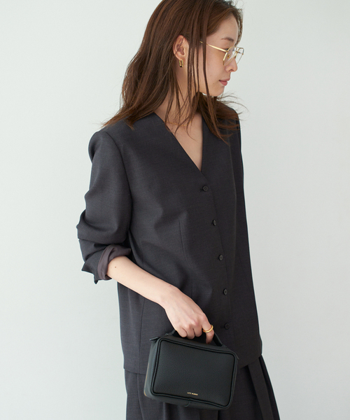 plage（プラージュ）の「WO SE SH ジャケット（ノーカラージャケット・レディース・ネイビー/チャコールグレー・38/36）」の9枚目の写真