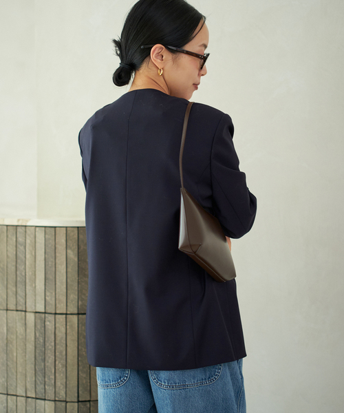 plage（プラージュ）の「WO SE SH ジャケット（ノーカラージャケット・レディース・ネイビー/チャコールグレー・38/36）」の17枚目の写真