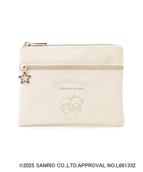 grove(グローブ)の「Kiki&Lalaコラボ箔押しスクエアWジップポーチ(ポーチ・レディース・サックスブルー/アイボリー/ピンク・00)」の1枚目の写真