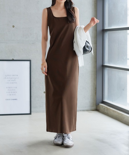 KOBE LETTUCE(コウベレタス)の「2wayナローマキシワンピース(ワンピース・レディース・グレー系/ブラック/グレイッシュベージュ/ブラック系/チャコール/ベージュ系/ネイビー/ネイビー系/ブラウン/ブラウン系・M1/MP/PM/M)」の11枚目の写真