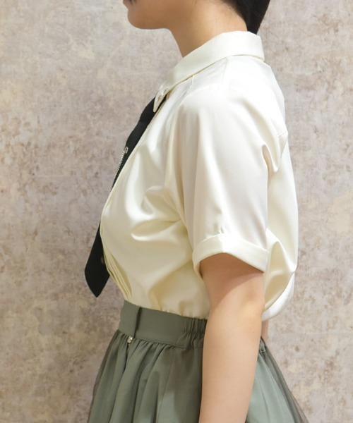 axes femme（アクシーズファム）の「スタッズネクタイ付ブラウス（シャツ/ブラウス・レディース・キナリ/ブラック・FREE）」の4枚目の写真