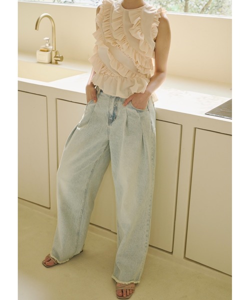 セール】emor tuck wide denim pants（デニムパンツ）｜NOTREemor