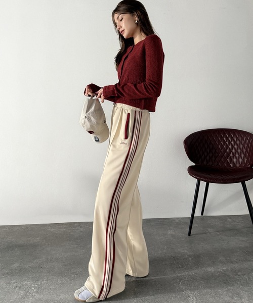 Java（ジャバ）の「《JaVaジャバコラボ》配色ラインで魅せる大人リラクシー。サイドラインロゴ刺繍トラックパンツ（ウエストゴム）（その他パンツ・レディース・ブラック/アイボリー/ネイビー・LARGE/MEDIUM/SMALL/X-LARGE）」の10枚目の写真