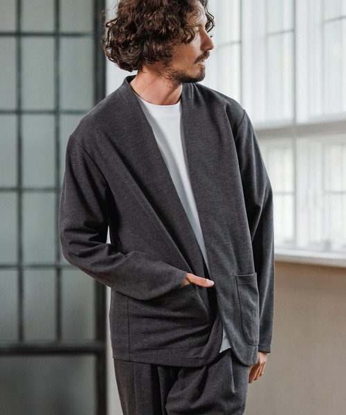 Magine（マージン）の「mj10908-Surf Knit Fabric Collarless Jacket ノーカラージャケット（ノーカラージャケット・メンズ・ネイビー/ブラック/チャコールグレー・48/46/44）」の22枚目の写真