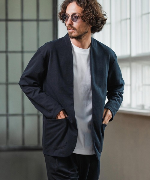 Magine（マージン）の「mj10908-Surf Knit Fabric Collarless Jacket ノーカラージャケット（ノーカラージャケット・メンズ・ネイビー/ブラック/チャコールグレー・48/46/44）」の18枚目の写真