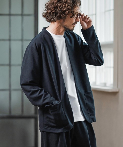 Magine（マージン）の「mj10908-Surf Knit Fabric Collarless Jacket ノーカラージャケット（ノーカラージャケット・メンズ・ネイビー/ブラック/チャコールグレー・48/46/44）」の17枚目の写真