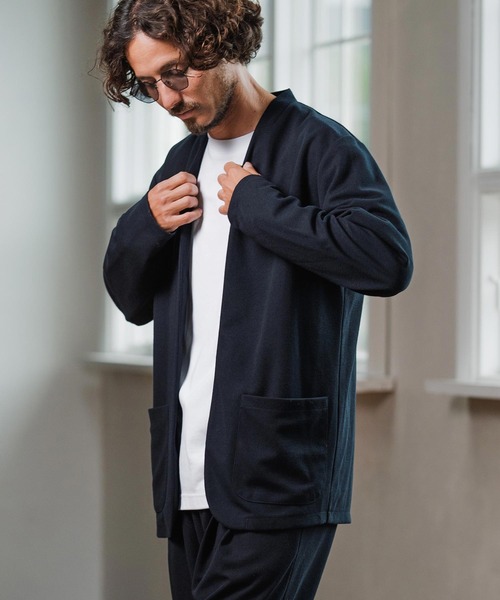 Magine（マージン）の「mj10908-Surf Knit Fabric Collarless Jacket ノーカラージャケット（ノーカラージャケット・メンズ・ネイビー/ブラック/チャコールグレー・48/46/44）」の16枚目の写真