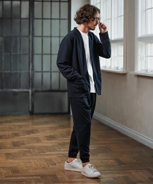 Magine（マージン）の「mj10908-Surf Knit Fabric Collarless Jacket ノーカラージャケット（ノーカラージャケット・メンズ・ネイビー/ブラック/チャコールグレー・48/46/44）」の13枚目の写真