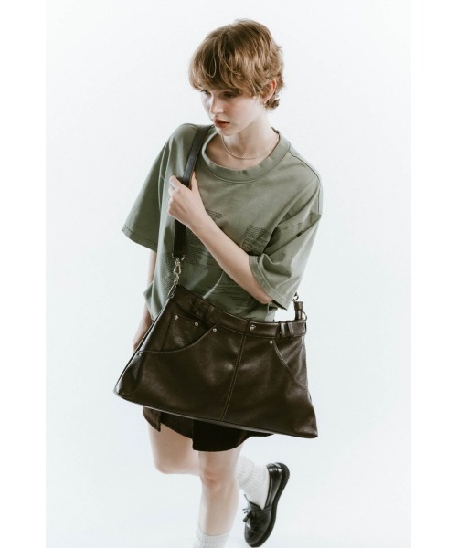 Knuth Marf(クヌースマーフ)の「leather denim shoulder bag(ショルダーバッグ・レディース・ブラウン/グレー・ONE SIZE)」の6枚目の写真