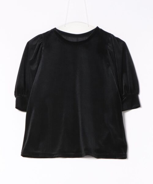 STRAWBERRY-FIELDS（ストロベリーフィールズ）の「【雑誌掲載アイテム】シアーベロア_シアーベロアギャザースリーブトップス（Tシャツ/カットソー・レディース・ブラック/グレイッシュベージュ/ピンク・2）」の7枚目の写真